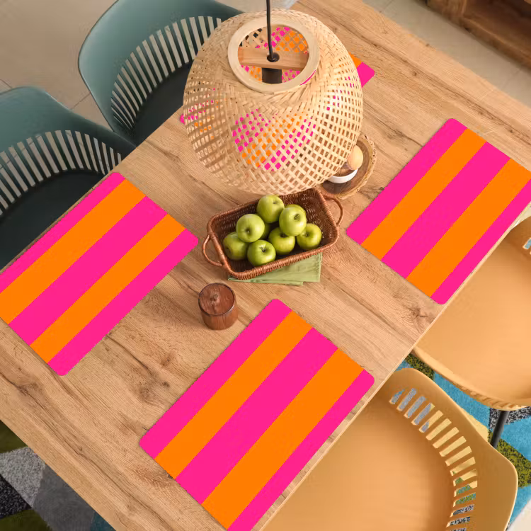 Salvamantel – 6 piezas - Rayas - Horizontal - Rosa — 3