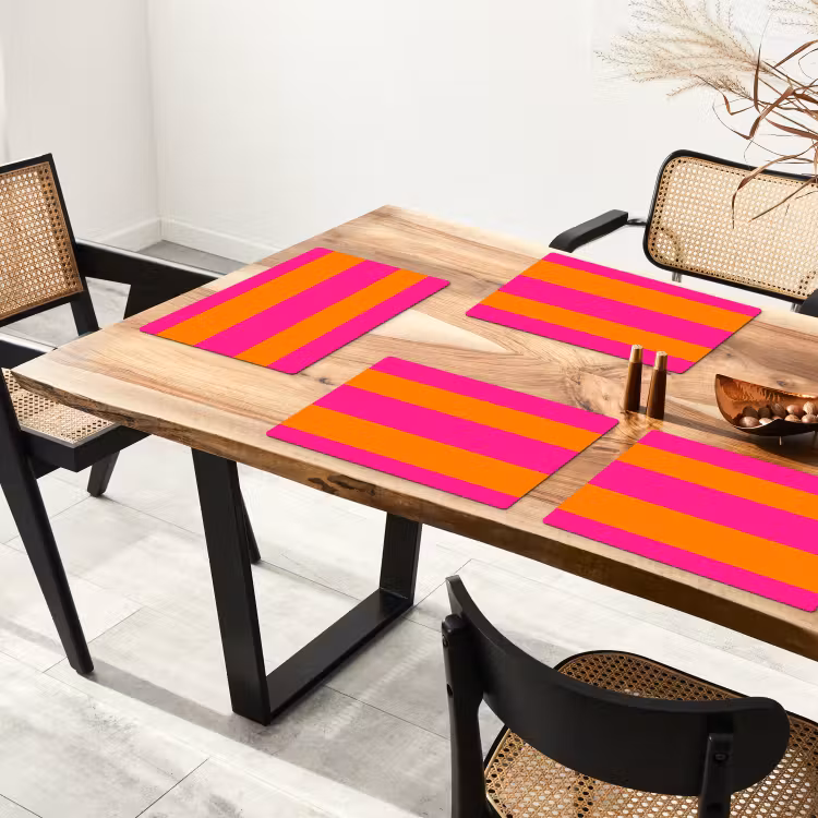 Salvamantel – 6 piezas - Rayas - Horizontal - Rosa — 4