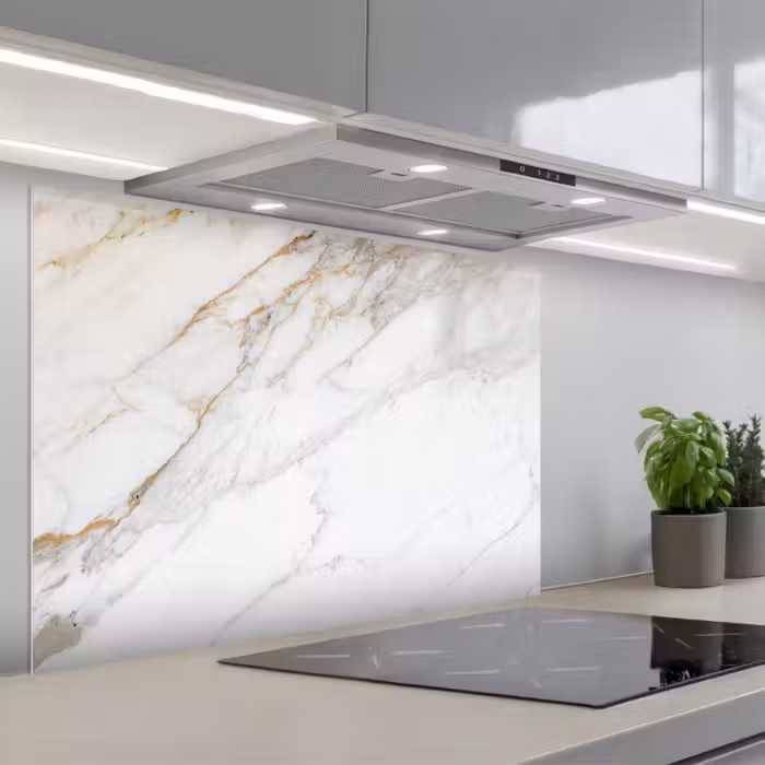 Salpicaderos de cocina - Mármol - Piedra - Blanco - Oro - Aspecto de mármol - Piedra - Lujo