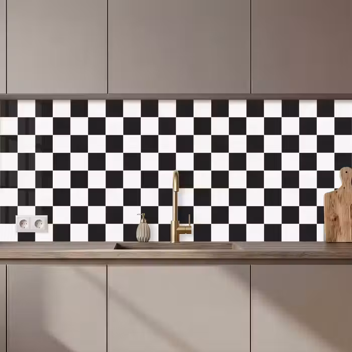 Revestimiento cocina - Clásico - Patrón - Negro - Blanco