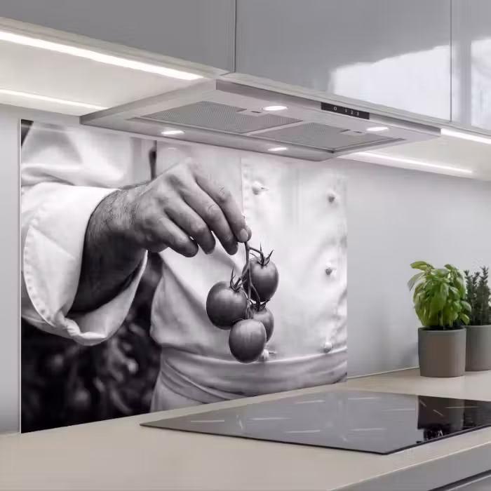 Salpicaderos de cocina - Tomates - Chef - Negro - Blanco