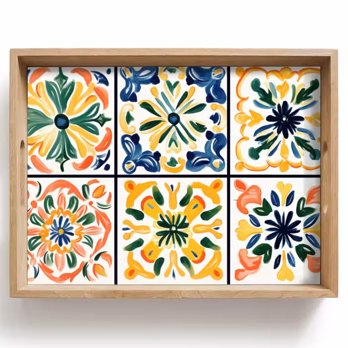 Bandeja - Español - Azulejos - Cerámica - Flores