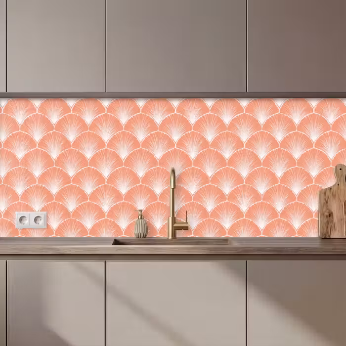 Revestimiento cocina - Abanico - Motivo - Rosa salmón