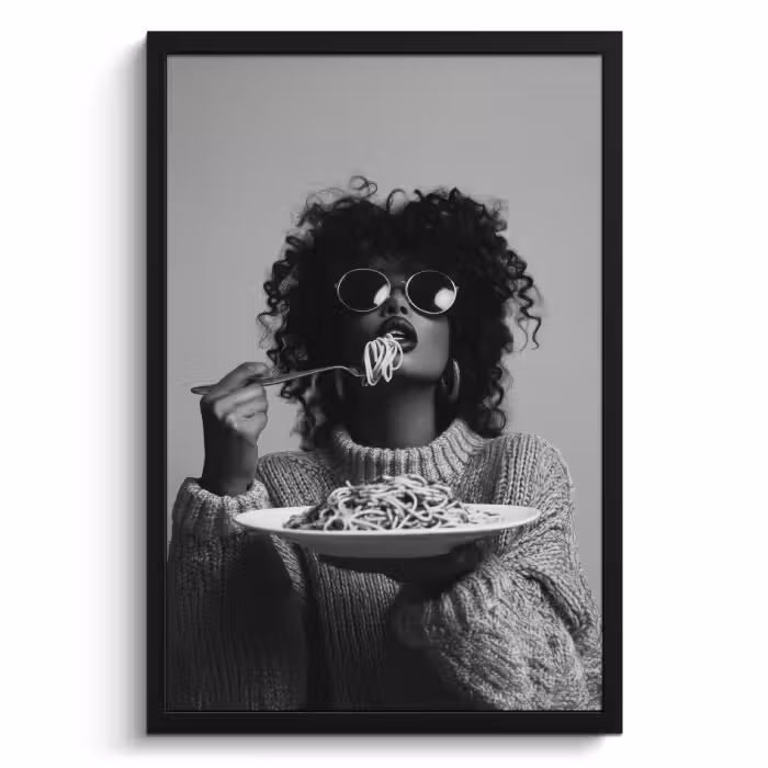 Cuadros enmarcados - Mujer - Pasta - Negro - Blanco