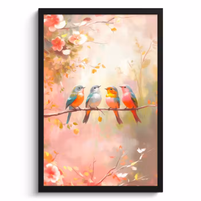 Cuadros enmarcados - Pájaros - Colorido - Rama