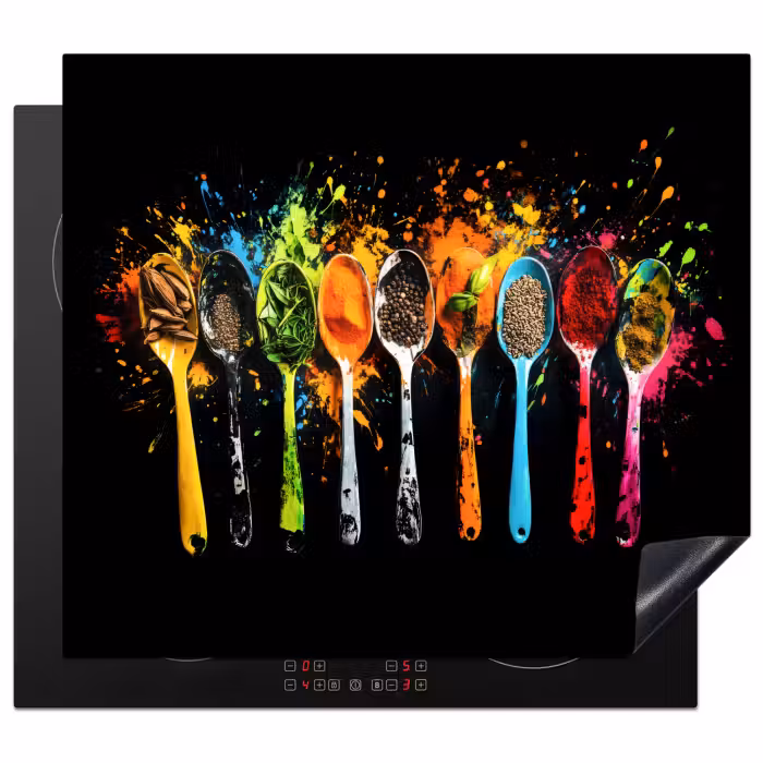 Protector de inducción - Cucharas - Especias - Moderno - Graffiti - Pintura - Colorido