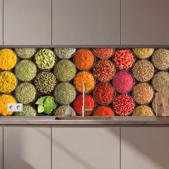Revestimiento cocina - Hierbas - Cuencos - Colorido - Textura
