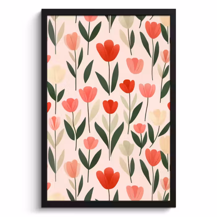 Cuadros enmarcados - Tulipanes - Moderno - Rosa