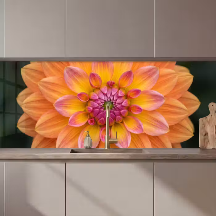 Revestimiento cocina - Dalia - Flor - Naranja