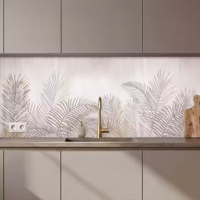 Revestimiento cocina - Hojas - Beige - Botánico - Vintage