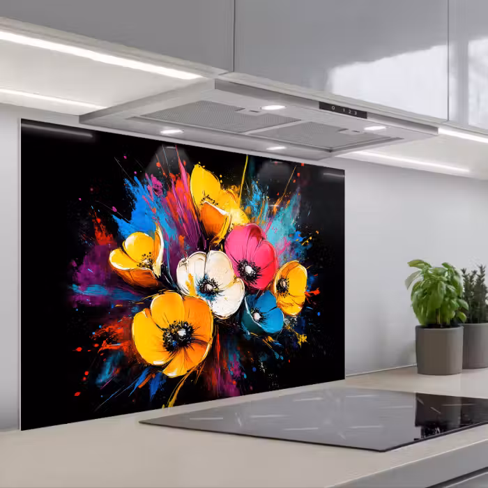 Salpicaderos de cocina - Flores - Colorido - Graffiti - Moderno - Ramo