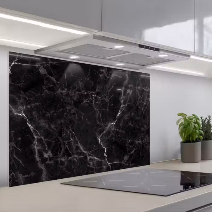 Salpicaderos de cocina - Mármol - Negro - Blanco - Textura - Aspecto de mármol