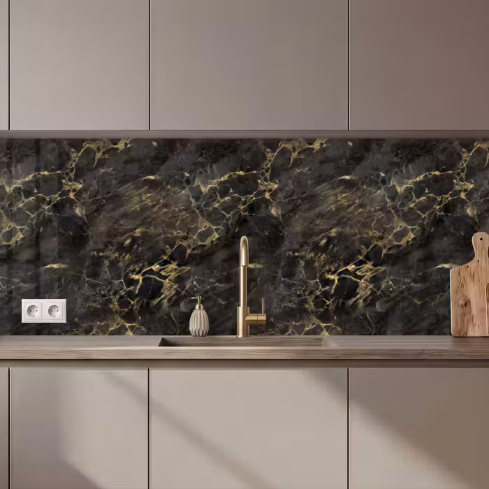 Revestimiento cocina - Negro - Mármol - Oro - Nerf
