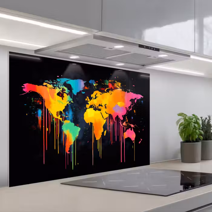 Salpicaderos de cocina - Mapamundi - Pintura - Colorido - Graffiti - Mundo