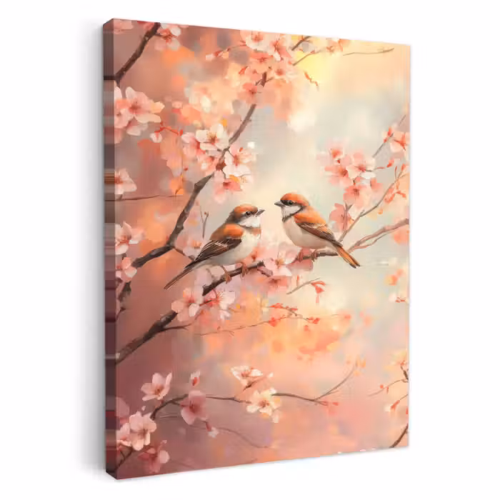 Lienzos decorativos - Pájaros - Romántico - Rama en flor