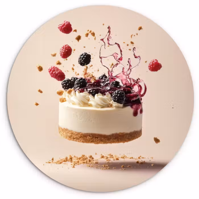 Cuadro redondo - Tarta de queso - Comida - Rosa - Tarta