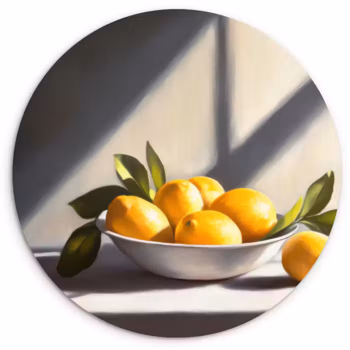 Cuadro redondo - Limones - Naturaleza muerta - Amarillo