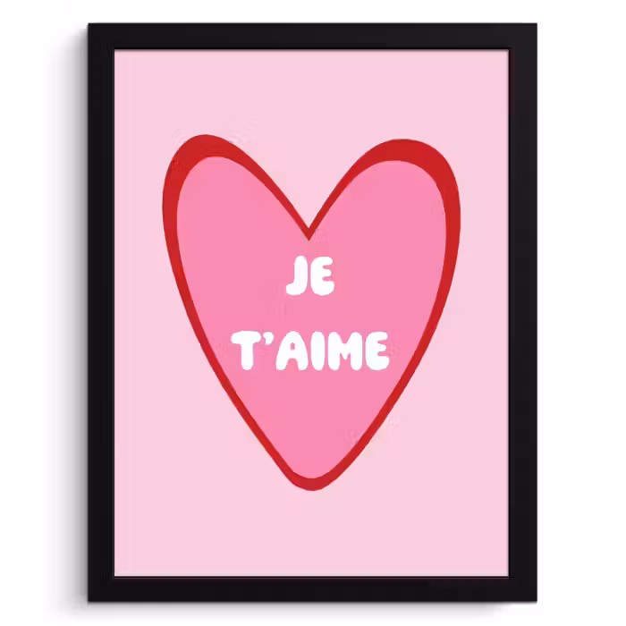 Cuadros enmarcados - Corazón - Francés - San Valentín - Rosa