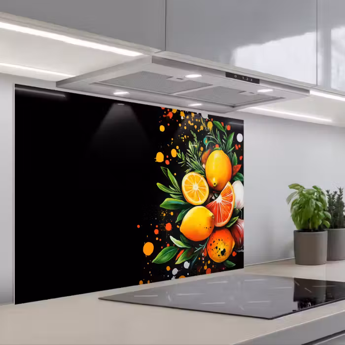 Salpicaderos de cocina - Limones - Negro - Hierbas - Graffiti - Pintura