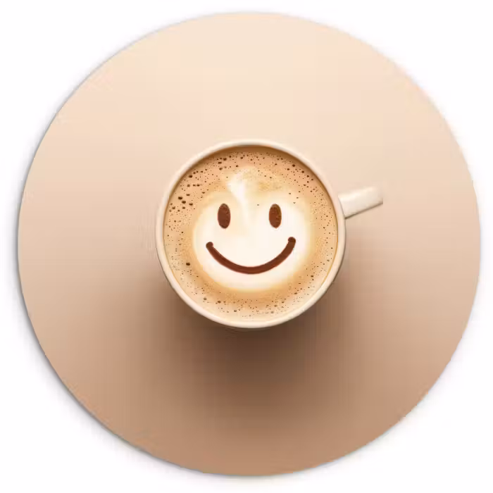 Cuadro redondo - Café - Espuma de leche - Sonrisa - Beige