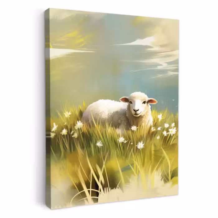 Lienzos decorativos - Oveja - Pradera - Verde