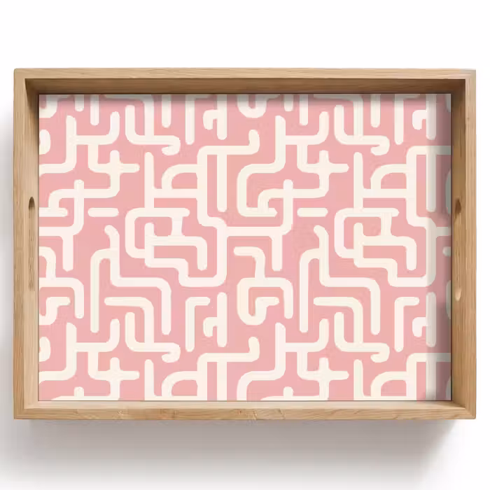 Bandeja - Laberinto - Rosa - Blanco - Abstracto