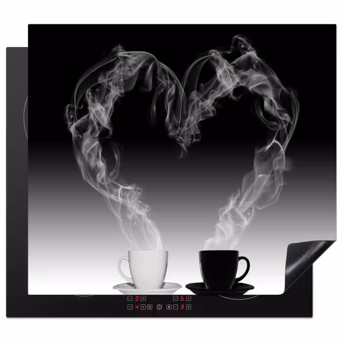 Protector de inducción - Café - Corazón - Blanco y negro - Tazas