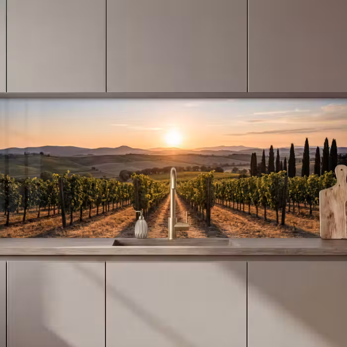 Revestimiento cocina - Viñedo - Puesta de sol - Paisaje
