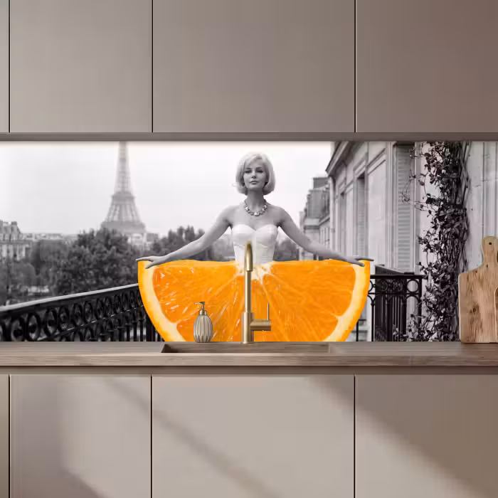 Revestimiento cocina - Naranja - Torre Eiffel - Mujer