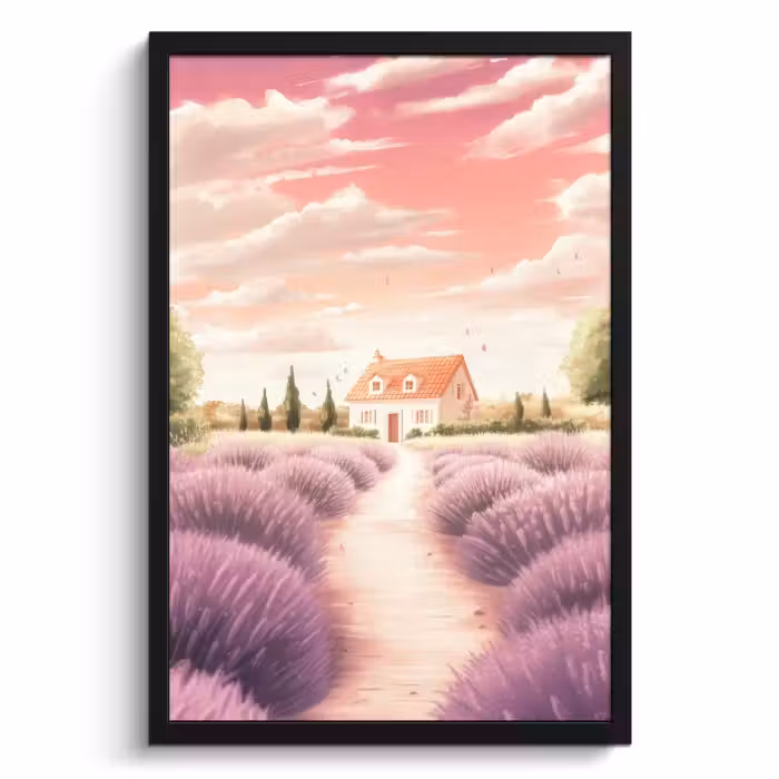 Cuadros enmarcados - Campo de lavanda - Casa - Morado