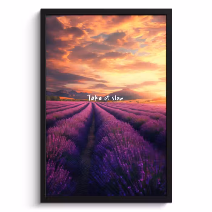 Cuadros enmarcados - Campo de lavanda - Cita - Puesta de sol