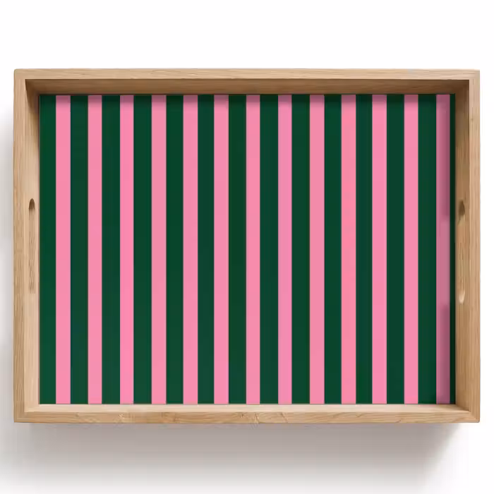 Bandeja - Rayas verticales - Verde - Rosa