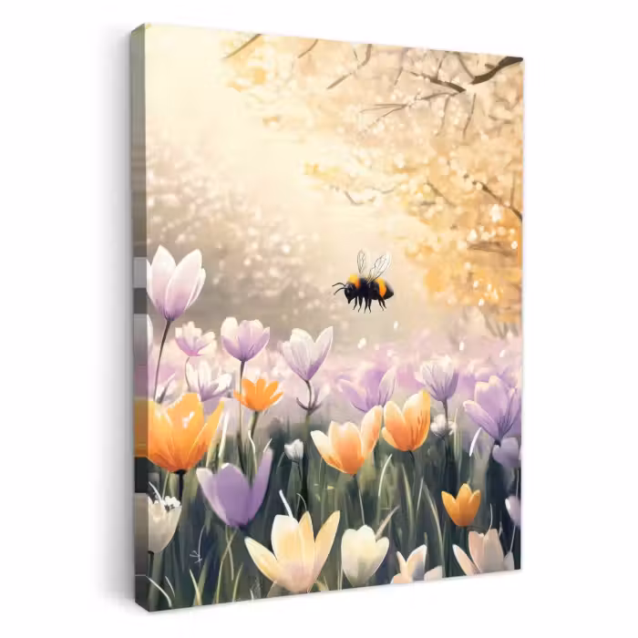 Lienzos decorativos - Violetas - abeja - Luz del sol